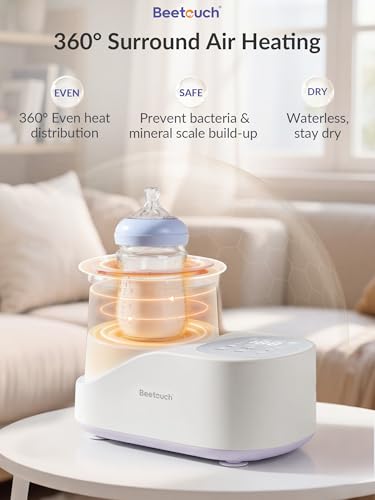 Beetouch 360° Airflow Heating Waterless Baby Bottle Warmer with Gentle Rock Motion for Breastmilk and Formula - Precise Temperature Control & Even Heat Distribution