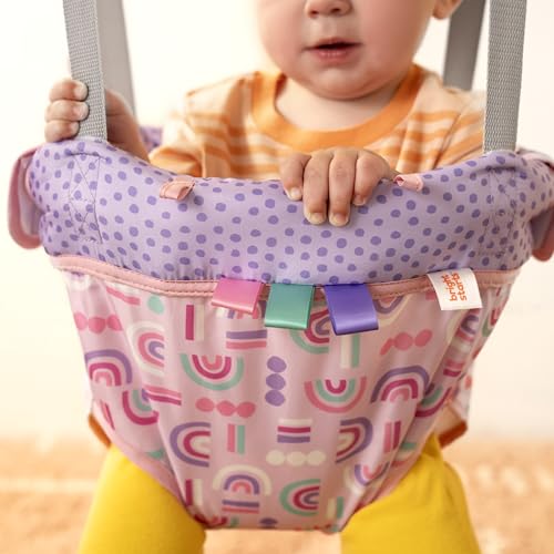 Bright Starts Purple Paradise Door Jumper for Babies 6 to 12 Months or Up to 26 Pounds, Travel Jumper