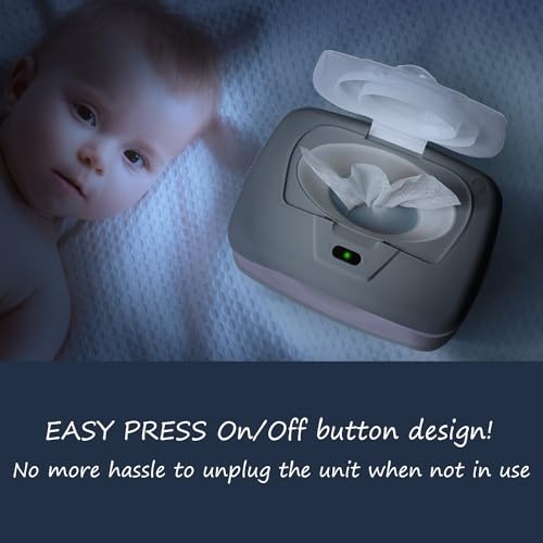 GOGO pure Baby Wet Wipes Warmer & Dispenser, Holder and Case - Purple, Playful/Cute, with Easy Press On/Off Switch, Holds 100 Wipes, Worldwide Use