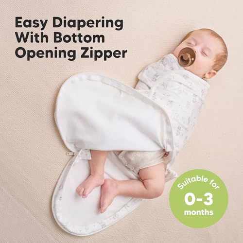 KeaBabies Newborn Swaddles with Zippers - 3-Pack Baby Swaddle Sleep Sacks 0-3 Months, Infant, Baby Girls, Boys, Soft & Durable Sleep Sack Newborn, Easy Diaper Change Swaddling Blanket (Aspire, OS)