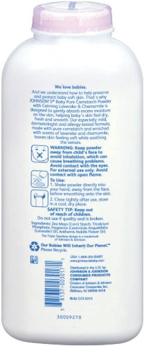 Johnson's Baby Cornstarch Baby Powder, 1.5 oz | Naturally Derived | With Aloe & Vitamin E | For Delicate Skin | Hypoallergenic
