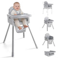 EverKiddo Baby High Chair for 6 Months+, Foldable High Chairs for Babies and Toddlers, Convertible High Chair, Adjustable Tray & Footrest, Portable High Chair & Easy to Clean(Gray)