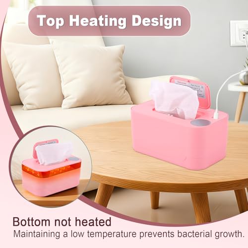Wipe Warmer, Baby Wipes Dispenser, Large Capacity Baby Wipe Warmer, Wet Wipes Dispenser for Diapers, Wet Wipe Warmer for Home, Car & Travel, USB Rechargeable