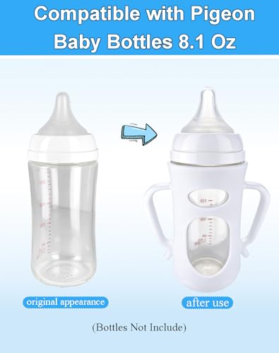 Silicone Sleeves for Pigeon Glass Bottles – 2 Pack Baby Bottle Sleeve with Easy-Grip Handles, Shock-Absorbing Anti-Breakage Cover, Food-Grade BPA-Free Silicone Holder for 8.1oz Pigeon Bottles