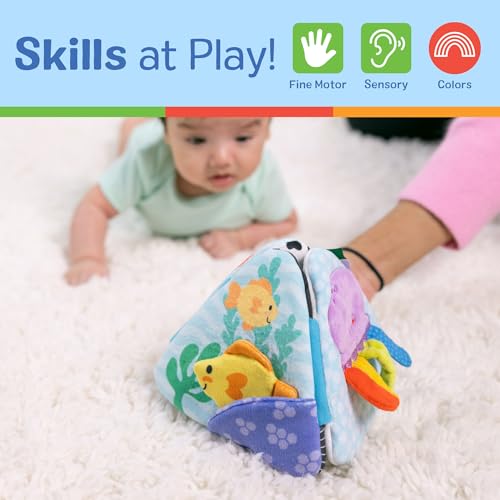 Melissa & Doug Ocean Tummy Time Triangle Infant Baby Toy, Soft Sensory Toy with Textures, Mirror, for Newborns to Ages 6 Months