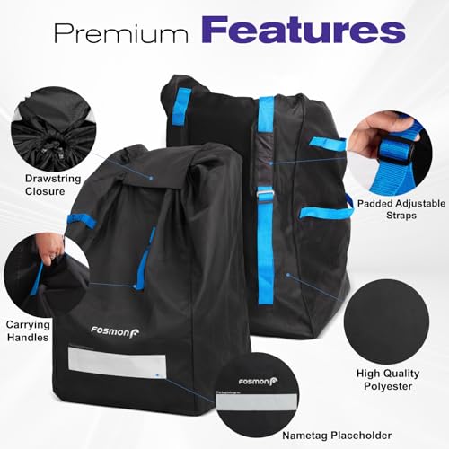 Car Seat Travel Bag for Airplane, Padded Gate Check Backpack Straps