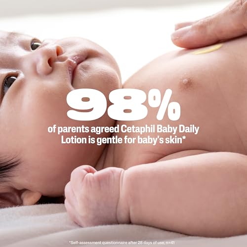 Cetaphil Baby Daily Lotion with Organic Calendula, 13.5 fl oz, Vitamin E, Sweet Almond & Sunflower Oils, Mineral Oil Free, Paraben Free, Dermatologist Tested, Clinically Proven for Sensitive Skin