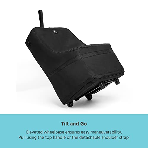 J.L. Childress Wheelie Car Seat Bag - Travel Bag for Airplane, Fits Most Baby & Infant Car Seats, Boosters, & Carriers, Airport Accessories for Gate Check or Baggage Check, Dual Rubber Wheels - Black