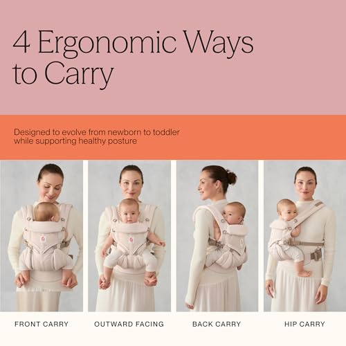 Ergobaby Omni Classic Baby Carrier for Newborn to Toddlers 0-48 Months (7-45 lbs) - 4-Position Breathable Mesh Baby Carrier with Ergonomic Support - Natural Beige