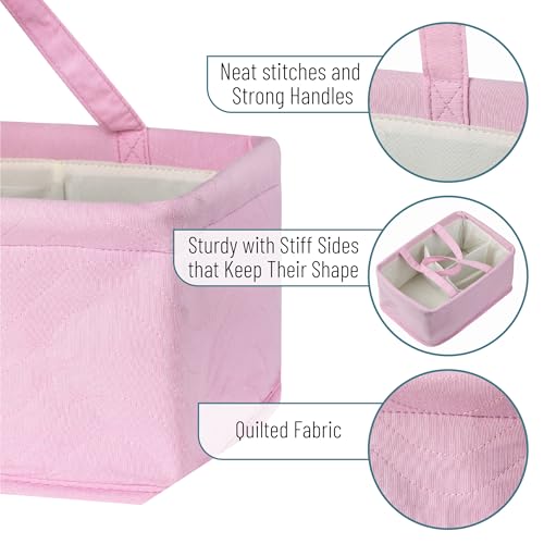Mr. Pen Baby Diaper Caddy Organizer, Pink Quilted Fabric, Car Diaper Caddy