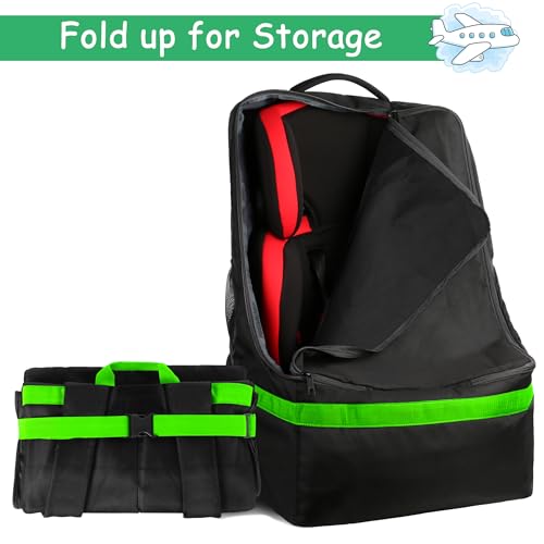 YOREPEK Car Seat Travel Bag, Padded Car Seats Backpack for Air Travel, Heavy Duty Carseat Travel Bag for Airplane, Airport Gate Check Bag (Green)