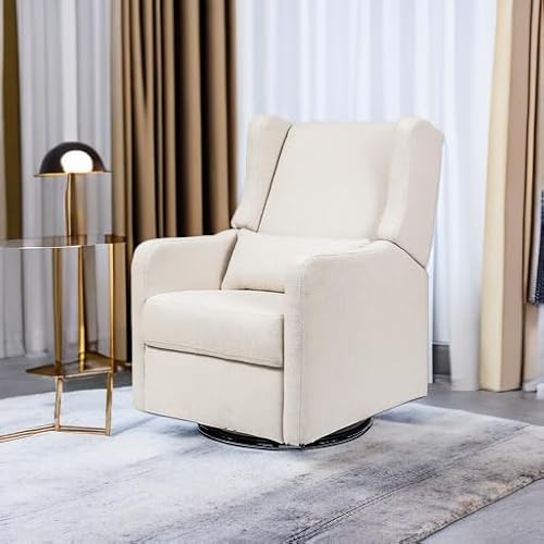 Carter’s Arlo Glider Recliner Nursery Chair - Water & Stain Resistant Glider Rocking Chair for Nursery - GREENGUARD Gold, FSC & Certi-PUR US Certified - Cozy Cream Swivel Rocker Recliner Chair