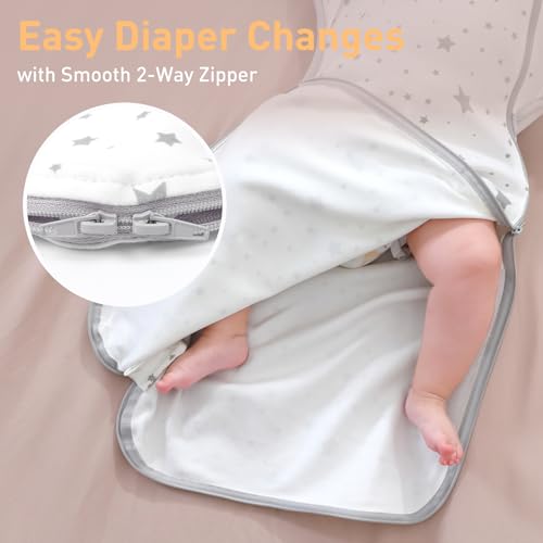Baby Sleep Sacks Swaddles for Newborn 0-3 Months Arms Up Swaddle Blanket 2 Packs Cotton, Hands Up 3-Way Transitions to Arms-Free Wearable Sleeping Sack Bag for Boys Girls Snug Fit Calms Startle Reflex