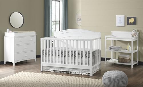 Oxford Baby North Bay 4-in-1 Convertible Crib, Snow White, GreenGuard Gold Certified