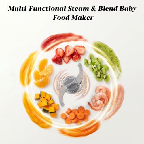 Baby Food Maker | All-in-One Steamer Blender Grinder, One-Touch Auto Cooking, Self-Cleaning Function, Puree Maker & Sterilizer for Healthy Homemade Baby Meals (White)