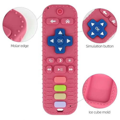 Fu Store 2Pack Silicone Teething Toys for Infant Toddlers Remote Control Shape Teethers for Babies Chew Toys Relief Soothe Gums Set BPA Free Freezable Dishwasher Refrigerator Safe