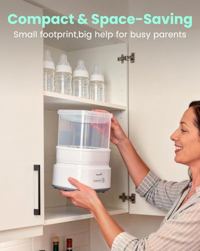 GROWNSY Bottle Sterilizer and Dryer, Compact Electric Steam Baby Bottle Sterilizer (Esterilizador de Biberones), Bottle Sanitizer for Baby Bottles, Pacifiers, Pump Parts
