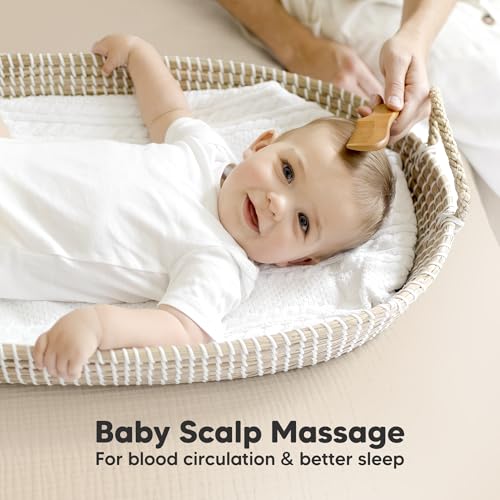 Wooden Baby Hair Brush Set for Newborns, Toddler Comb (Walnut, Regular)