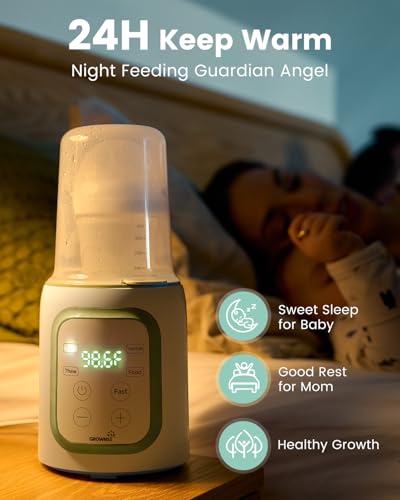 Grownsy Baby Bottle Warmer, 8-in-1 Fast Baby Milk Warmer with Timer for Breastmilk or Formula, Accurate Temperature Control, 24H Keep, Food Heater&Defrost BPA-Free Bottle Warmer for All Bottles- Green