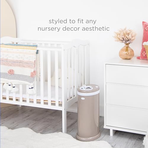 Ubbi Stainless Steel Diaper Pail, No Special Bags, Odor-Locking, Taupe