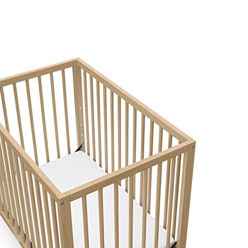 Graco Teddi 4-in-1 Convertible Mini Crib with Bonus Water-Resistant Mattress – GREENGUARD Gold Certified, 2.75-Inch Mattress Included, Small Spaces Crib, Easy 30-Minute Assembly (Driftwood)