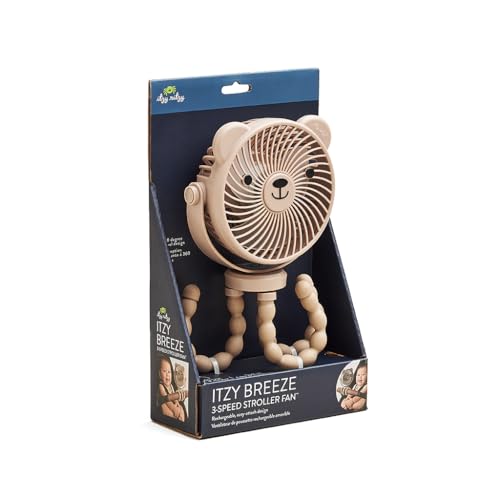 Itzy Ritzy Baby Stroller Fan - Rechargeable Fan Features 360 Degree Swivel, Flexible Wraparound Legs and 3 Speeds (Bear)