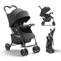 BabyVista Lightweight Umbrella Stroller, Travel Stroller with Near-Flat Recline & Snack Tray, Compact Folding with One Hand, UPF50+ Sun Canopy, Theme Park Approved