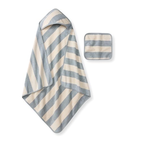 Burt's Bees Baby Hooded Woven Terry Towels Organic Cotton, Unisex Bath Essentials, Soft Nursery Towel for Infants, Toddlers, Kids