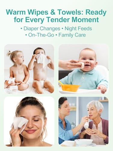 KOSTTE Baby Wipes Warmer, Larger Capacity Wipe Dispenser, Even Heating Diaper Wipe Warmer with Night Light, On/Off Switch, White