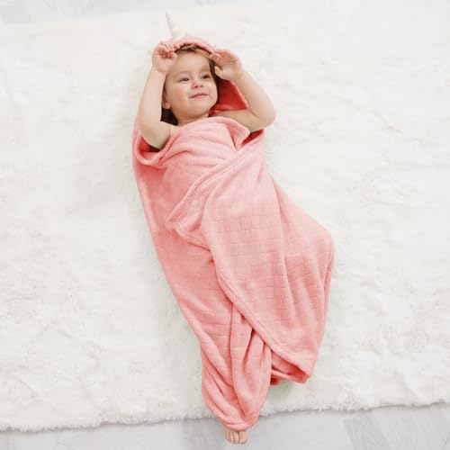 FUBANRAY Hooded Baby Towels Girl Baby Bath Towels Toddler Towels for Girls 0-5 Years, 2-Pack Ultra Soft & Absorbent Baby Girl Bath Towel Toddler Bath Towel, Large 50''x32'' Baby Hooded Towel Girl