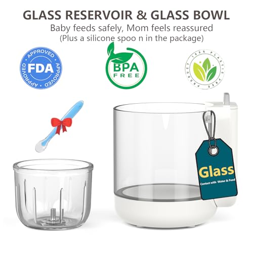 Dorfly Baby Food Maker Glass 12oz Steamer and Blender Glass Reservoir & Bowl 9 in 1 Baby Puree Maker with Stainless Steel Blades Dishwasher Safe Food Blender, Timer, Recipe
