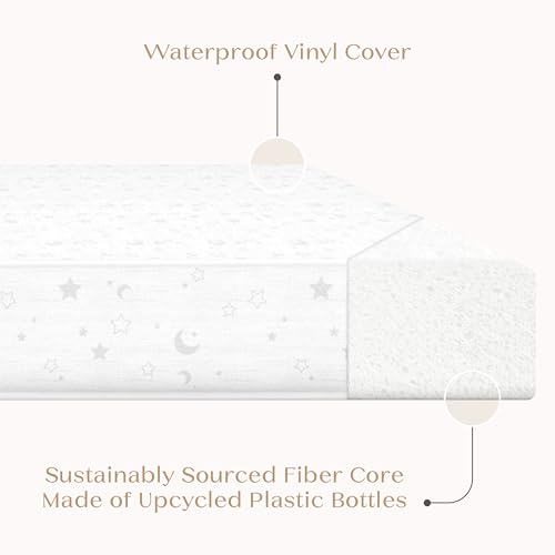 Delta Children Twinkle Galaxy Limited 4-inch Mini Crib Mattress - Premium Sustainably Sourced Fiber Core - Waterproof - GREENGUARD Gold Certified (Non-Toxic) - 5 Year Warranty - Made in USA
