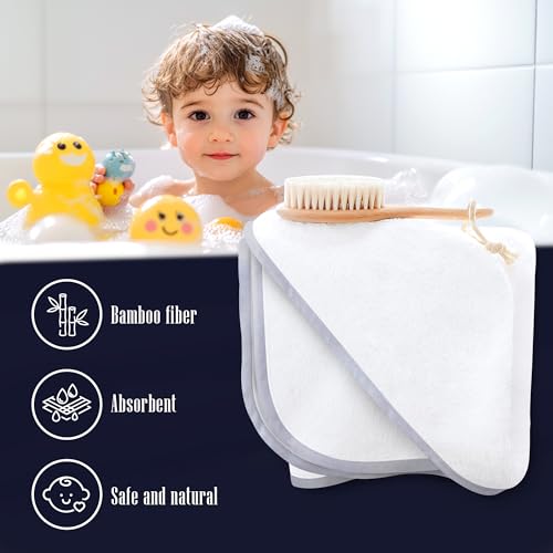 BAMBOO QUEEN 2 Pack Baby Bath Towel - Rayon Made from Bamboo, Ultra Soft Hooded Towels for Babies,Toddler,Infant - Newborn Essential -Perfect Baby Registry Gifts for Boy Girl