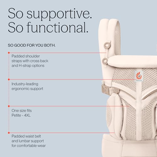 Ergobaby Omni Classic Baby Carrier for Newborn to Toddlers 0-48 Months (7-45 lbs) - 4-Position Breathable Mesh Baby Carrier with Ergonomic Support - Natural Beige