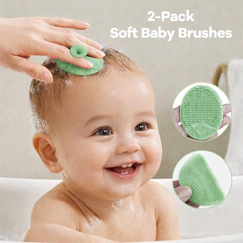 YEFAJUMP 14 PCS Baby Bath Towels Set with 4 PCS Hooded Baby Towels, 8 PCS Washcloths & 2PCS Bath Brush for Infants & Toddlers, Ultra Absorbent Newborn Bath Essentials Gift for Boys & Girls