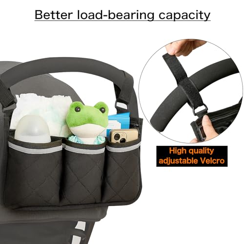 Longomat Stroller Caddy Stroller Organizer With Cup Holder, Non Slip Straps Stroller Bag for Phone, Pet Stroller Accessories,Universal Stroller Organizer,Fits Single & Double Strollers