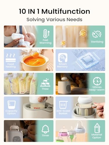 Grownsy Bottle Warmer, Baby Bottle Warmer Fast for Breastmilk & Formula, Accurate Temperature Control, Milk Warmer for All Bottles with Thaw, Sterilizing, Keep Warm, Heat Food