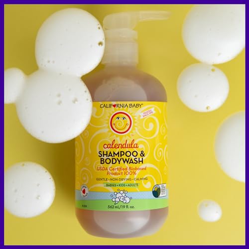 California Baby Calendula Baby Shampoo + Baby Wash | 100% Plant-Based | Soothing Lavender Body Wash For Sensitive Skin | Hypoallergenic | 562mL / 19oz