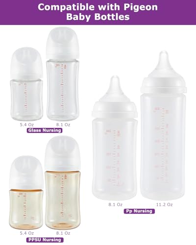 Sippy Spout Nipples for Pigeon PPSU&PP Nursing Baby Bottle and Glass Baby Bottles,Soft Silicone Sippy Cup Nipples,Leak-Proof,Variable Flow Conversion Nipple,6+ Months,4 Count