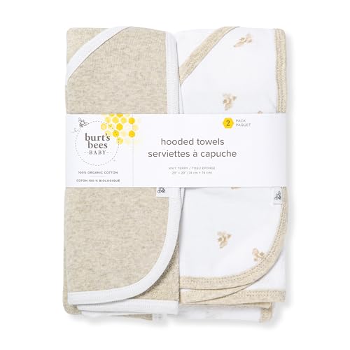 Burt's Bees Baby Infant Hooded Towels, Unisex Bath Essentials, 2-Pack