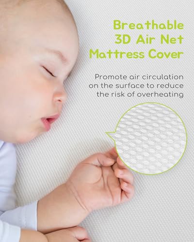 ATTABABY Breathable Crib Mattress, Baby Safety Alliance Verified, CertiPUR-US and Oeko-TEX Approved, Standard Full Size for Crib & Toddler Bed, Waterproof Machine Washable Cover, 52” x 27.6”