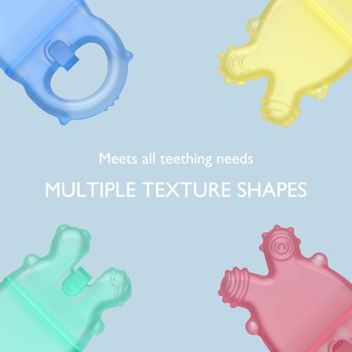 Momcozy Baby Teether Toys | Food Grade Silicone Teething Relief 0-6 Months | Toy 6-12 Months | Baby Essential | Green and Pink