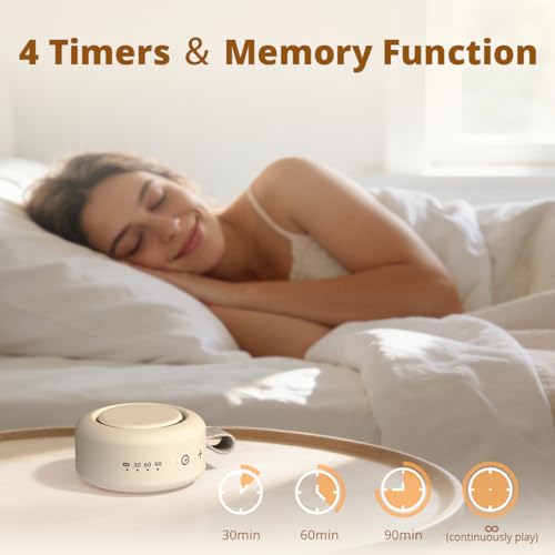 Portable White Noise Sounds Machine Car Seat Stroller Baby Shushing Soother 30 Soothing Sounds for Baby Kids Adults Pets 4 Timers Memory Function Brown Pink Noise Sleep Machine for Home Travel Office