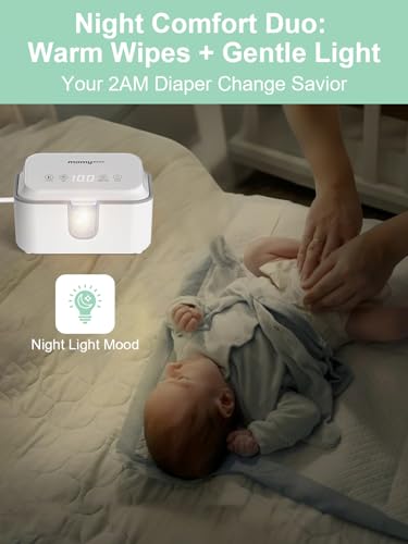 MOMYEASY Baby Wipe Warmer, Large Capacity Wipes Dispenser with 3 Temperature Modes, Even Heating Diaper Wipe Warmer with Night Light, Wipes Warmer for Babies/Adults