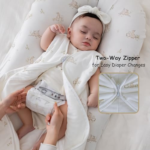 Coco Cuddle Baby Sleep Sack 0.5 TOG Summer, Lightweight Rayon Made from Bamboo Wearable Blanket with 2 Way Zipper (Bunny, 0-6 Months)
