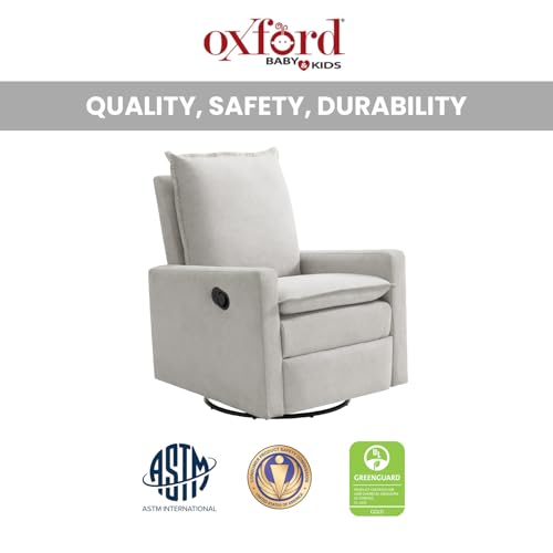 Oxford Baby Uptown Upholstered Glider Recliner Rocking Chair 360° Swivel for Nursery and Living Room - Sand