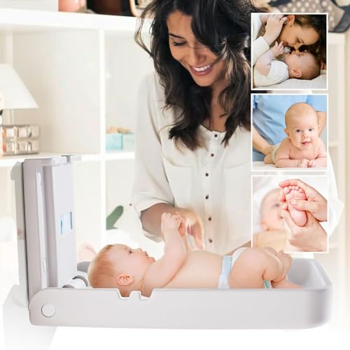 KSITEX Baby Changing Table Wall Mounted,Baby Changing Station with Safrty Strap,HDPE Fold-Down Diaper Changing Station Table,Foldable Diaper Changing Unit for Commercial Bathroom Restroom(Horizontal)