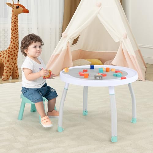 BABY JOY 5 in 1 Baby Activity Center, Baby Jumpers and Bouncers with Removable Toys, Lights & Music, 3 Adjustable Heights, Interactive Play Center for Toddlers Boys Girls 6-36 Months (White)
