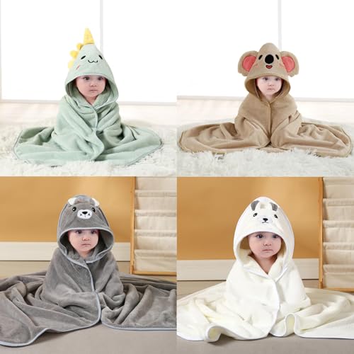 TMIELYBS Hooded Baby Towels, 4 Packs Premium Soft Baby Bath Towels with Hood for Babies, Toddler, Infant - Ultra Absorbent, Baby Stuff Shower as Best Gifts for Boys and Girls (4Pack)