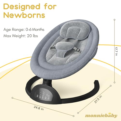 Baby Swings for Infants, Portable Baby Swing for Indoor and Outdoor, Bluetooth Baby Swing with Music Speaker, 5 Point Harness Belt, 5 Speeds and Timing
